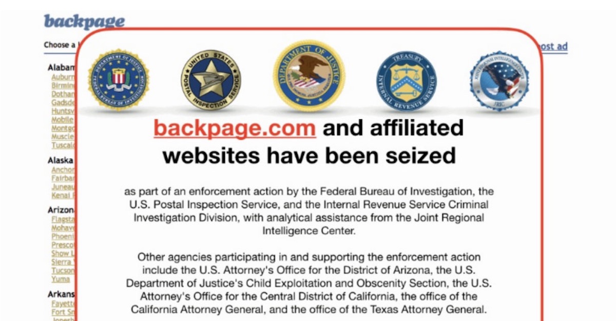 Department of Justice DOJ Backpage.com 