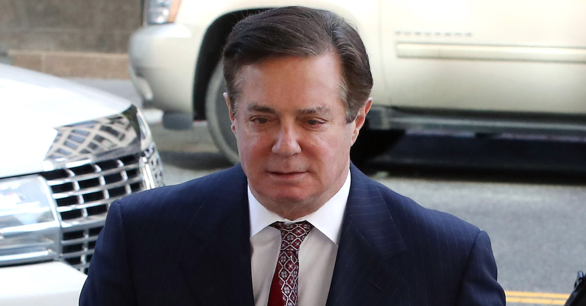WASHINGTON, DC - JUNE 15: Former Trump campaign manager Paul Manafort arrives at the E. Barrett Prettyman U.S. Courthouse for a hearing on June 15, 2018 in Washington, DC. Today a federal judge revoked Manafort's bail due to alleged witness tampering. Manafort was indicted last year by a federal grand jury and has pleaded not guilty to all charges against him including, conspiracy against the United States, conspiracy to launder money, and being an unregistered agent of a foreign principal. (Photo by Mark Wilson/Getty Images)