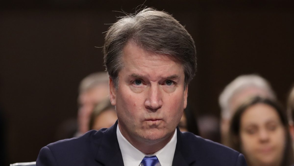 WASHINGTON, DC - SEPTEMBER 05: Supreme Court nominee Judge Brett Kavanaugh answers questions before the Senate Judiciary Committee during the second day of his Supreme Court confirmation hearing on Capitol Hill September 5, 2018 in Washington, DC. Kavanaugh was nominated by President Donald Trump to fill the vacancy on the court left by retiring Associate Justice Anthony Kennedy.