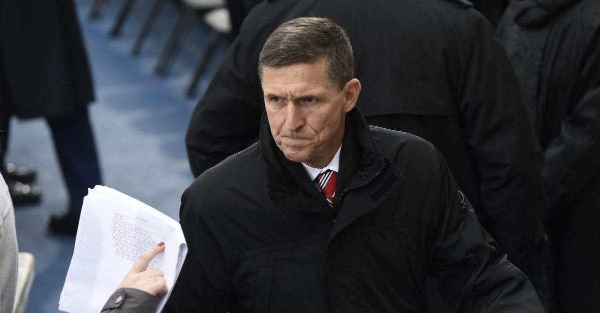 Retired Army Lt. General Michael Flynn arrives for the Presidential Inauguration of Donald Trump at the US Capitol on January 20, 2017 in Washington, DC. Flynn is appointed National Security Advisor to Trump.