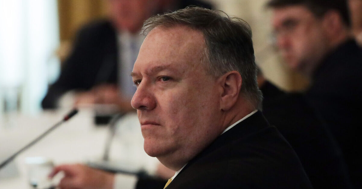 WASHINGTON, DC - MAY 19: Secretary of State Mike Pompeo attends President Trumps cabinet meeting in the East Room of the White House on May 19, 2020 in Washington, DC. Earlier in the day President Trump met with members of the Senate GOP.