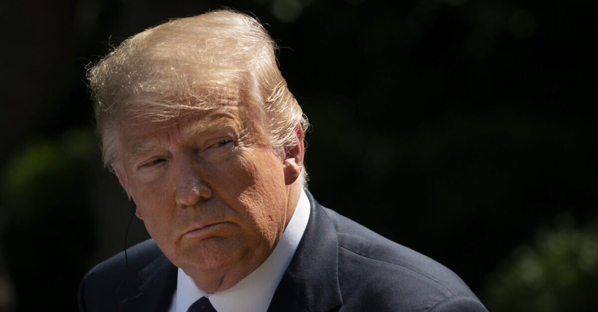 WASHINGTON, DC - JUNE 24: U.S. President Donald Trump looks on at a joint news conference with Polish President Andrzej Duda in the Rose Garden of the White House on June 24, 2020 in Washington, DC. Duda, who faces a tight re-election contest in four days, is Trump's first world-leader visit from overseas since the coronavirus pandemic began. (Photo by Drew Angerer/Getty Images)