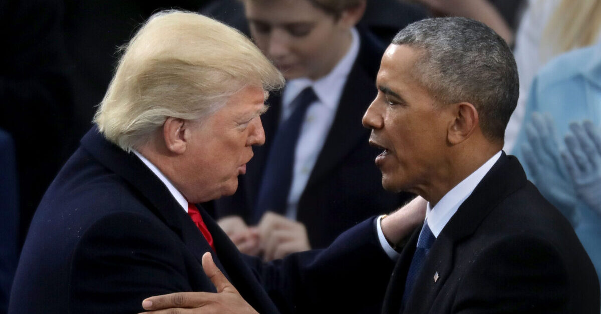 WASHINGTON, DC - JANUARY 20: Former U.S. President Barack Obama (R) congratulates U.S. President Donald Trump after he took the oath of office on the West Front of the U.S. Capitol on January 20, 2017 in Washington, DC. In today's inauguration ceremony Donald J. Trump becomes the 45th president of the United States.