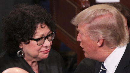 Supreme Court Justice Sonia Sotomayor, left, exchanges words with President Donald Trump, right, on Feb. 28. 2017, when Trump addressed a joint session of Congress in Washington, D.C. (Alex Wong/Getty Images)