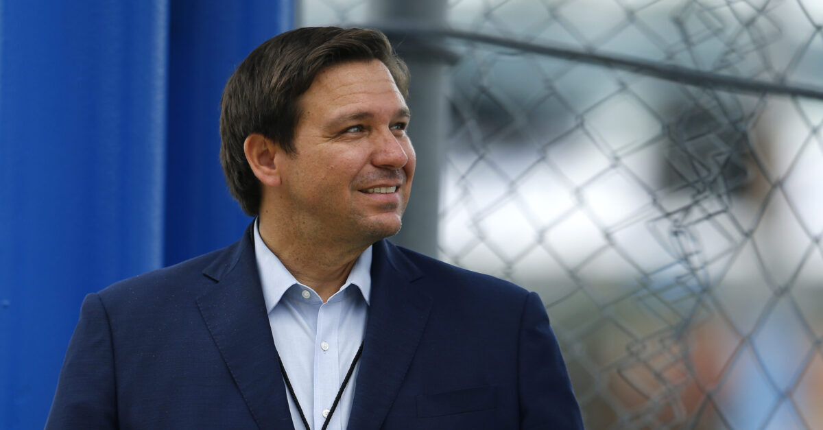 HOMESTEAD, FLORIDA - JUNE 14: Florida Governor Ron DeSantis looks on prior to the NASCAR Cup Series Dixie Vodka 400 at Homestead-Miami Speedway on June 14, 2020 in Homestead, Florida.