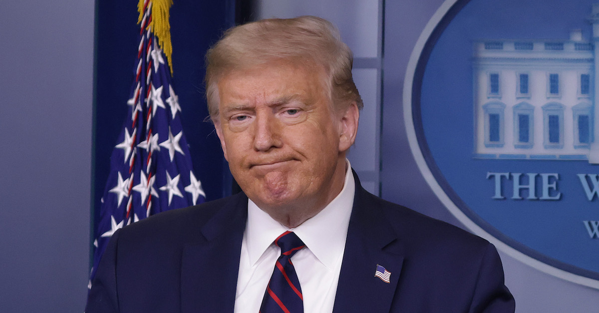 WASHINGTON, DC - JULY 30: U.S. President Donald Trump speaks during a news conference in the James Brady Briefing Room of the White House July 30, 2020 in Washington, DC. Earlier in the day Trump suggested in a tweet that November‚Äôs general election should be postponed, citing his unsubstantiated assertions of widespread mail-in voter fraud amid the coronavirus pandemic.