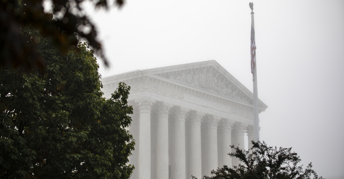 WASHINGTON, DC - OCTOBER 22: Fog blankets the city around the United States Supreme Court on October 22, 2020 in Washington, DC. The Senate Judiciary Committee intends to vote on the Supreme Court nomination of Judge Amy Coney Barrett today, who was nominated by President Donald Trump to fill the vacancy left by Justice Ruth Bader Ginsburg who passed away in September. (