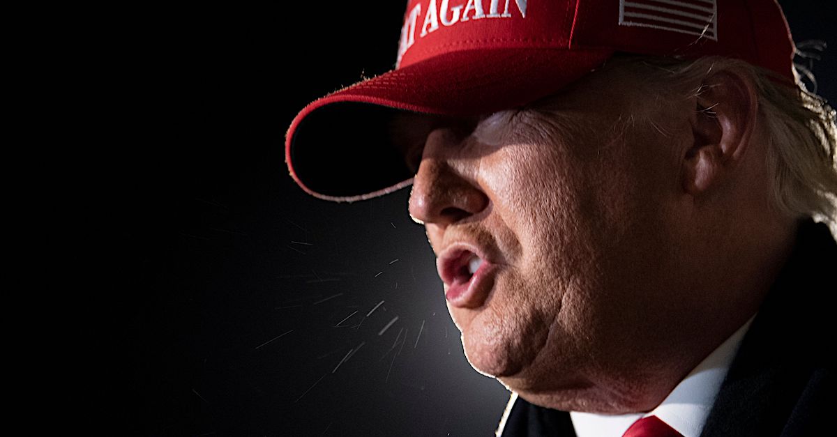 US President Donald Trump speaks to the press at General Mitchell International Airport November 2, 2020, in Milwaukee, Wisconsin.