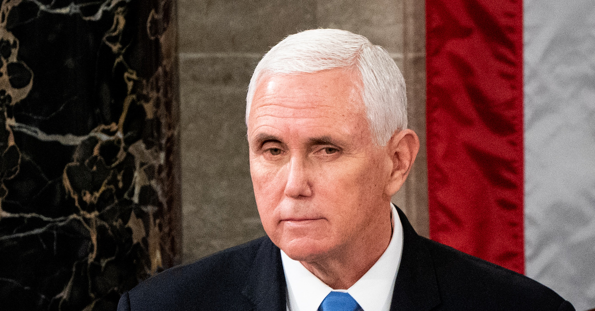 Vice President Mike Pence presides over a Joint session of Congress to certify the 2020 Electoral College results on Capitol Hill in Washington, DC on January 6, 2020.