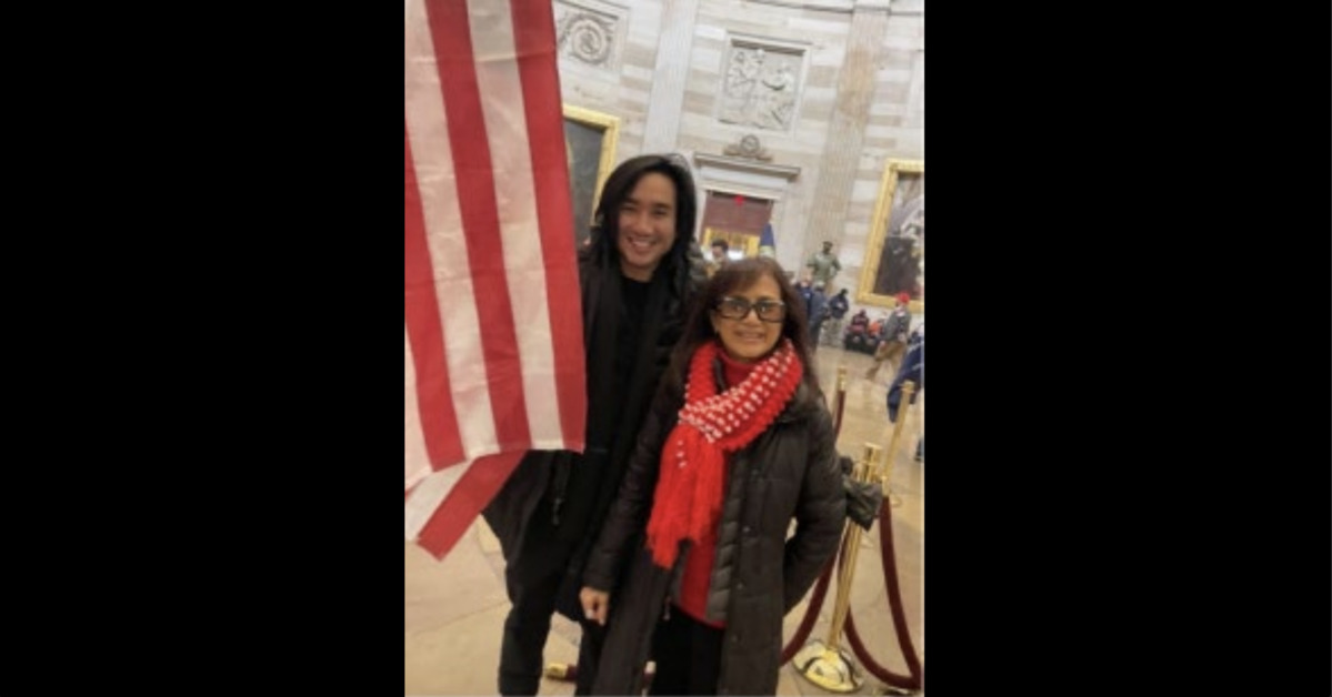 Antony Vo and his mother pose inside the U.S. Capitol