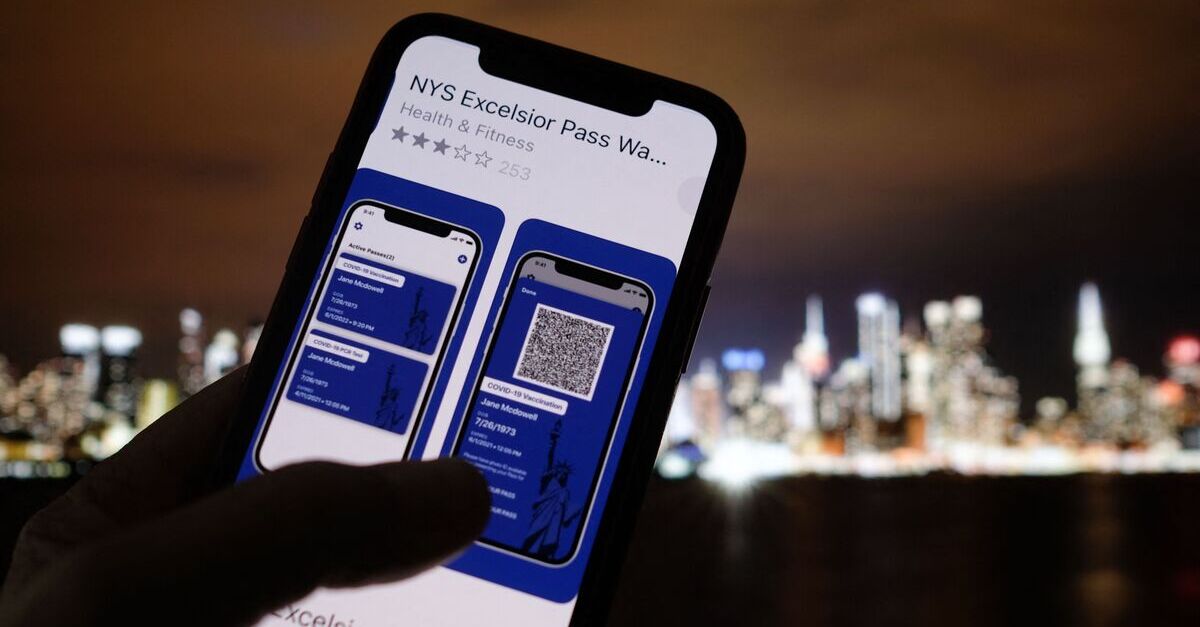 A person looking at the Excelsior Pass app.