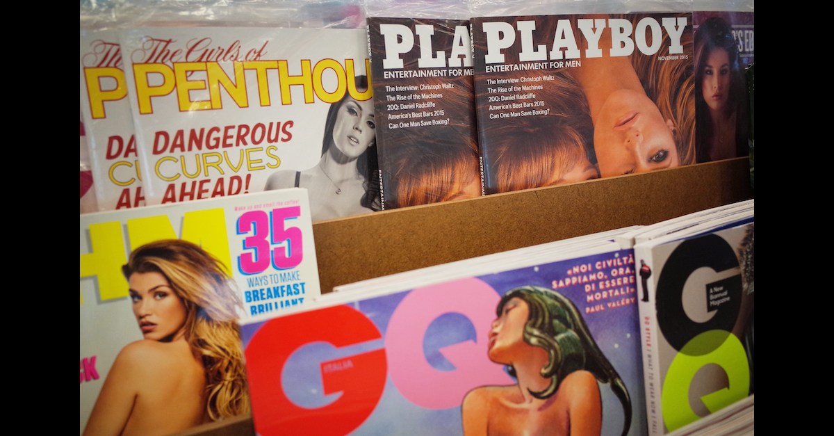 November 2015 issues of Playboy magazine are seen on the shelf of a bookstore in Bethesda, Maryland in an October 13, 2015 file photo.