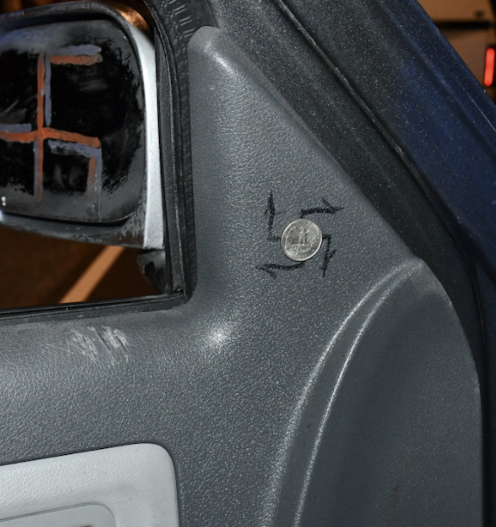 swastika on Donald Craighead vehicle 