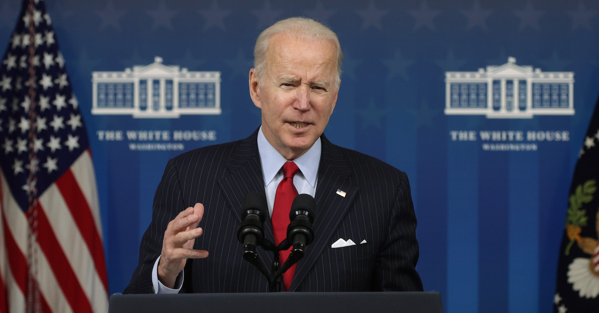 President Biden appears in a Nov. 23, 2021 file photo in Washington, D.C. (Photo by Alex Wong/Getty Images)
