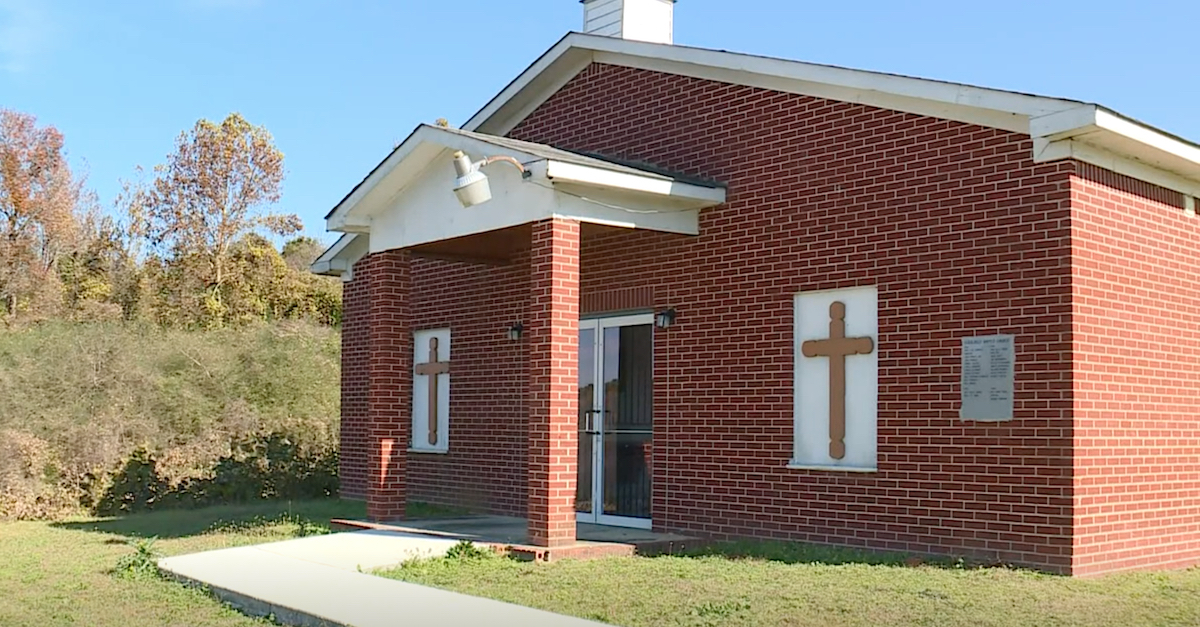 The Evergreen True House of Prayer appears in a screengrab from a WTHR-TV broadcast.