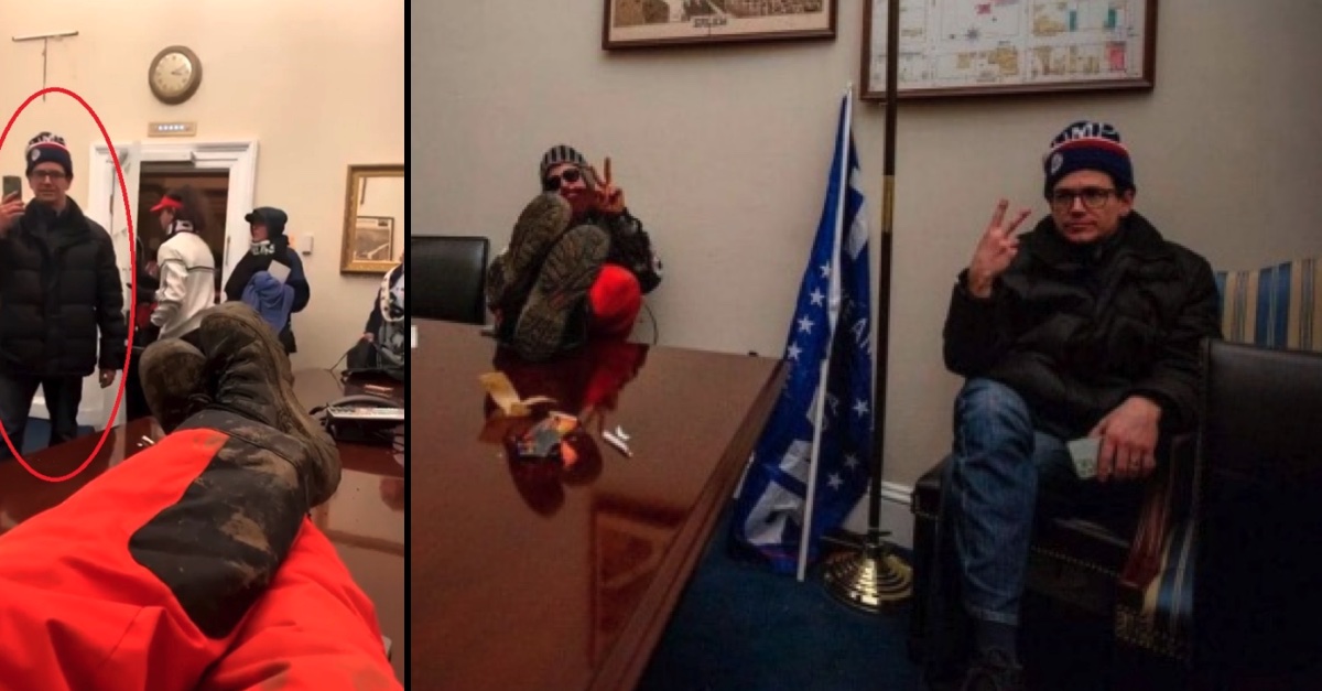 Justin McAuliffe in a conference room inside the Capitol building on Jan. 6.