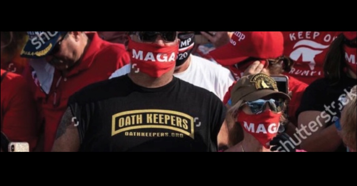Kelly Meggs and Connie Meggs in Oath Keepers and MAGA gear