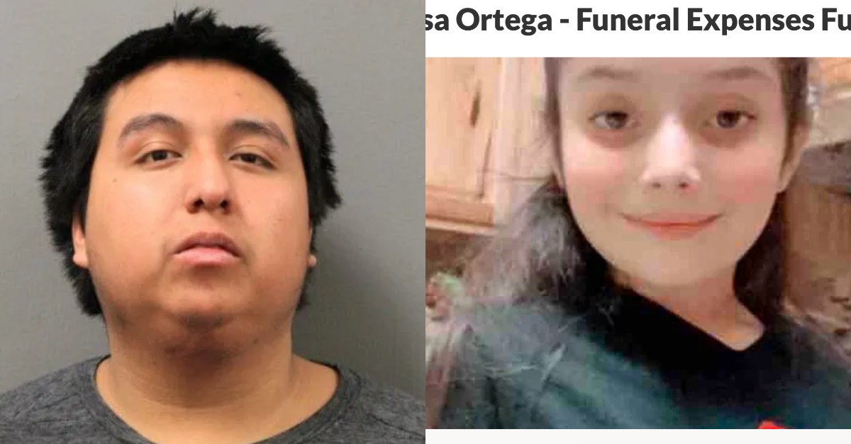 Xavier Guzman (L) appears in a mugshot; Melissa Ortega (R) is his alleged victim and her image is shared on a fundraising page for her family