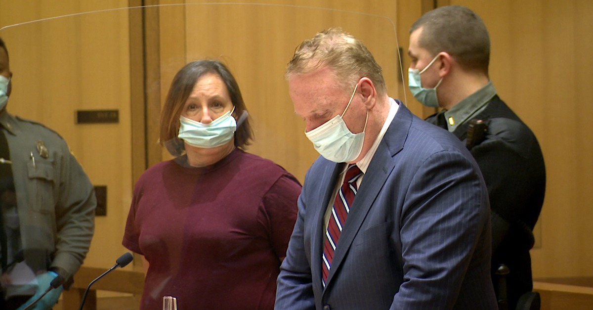 Ellen Wink and defense attorney Stephan Seeger. (Image via the Law&Crime Network.)