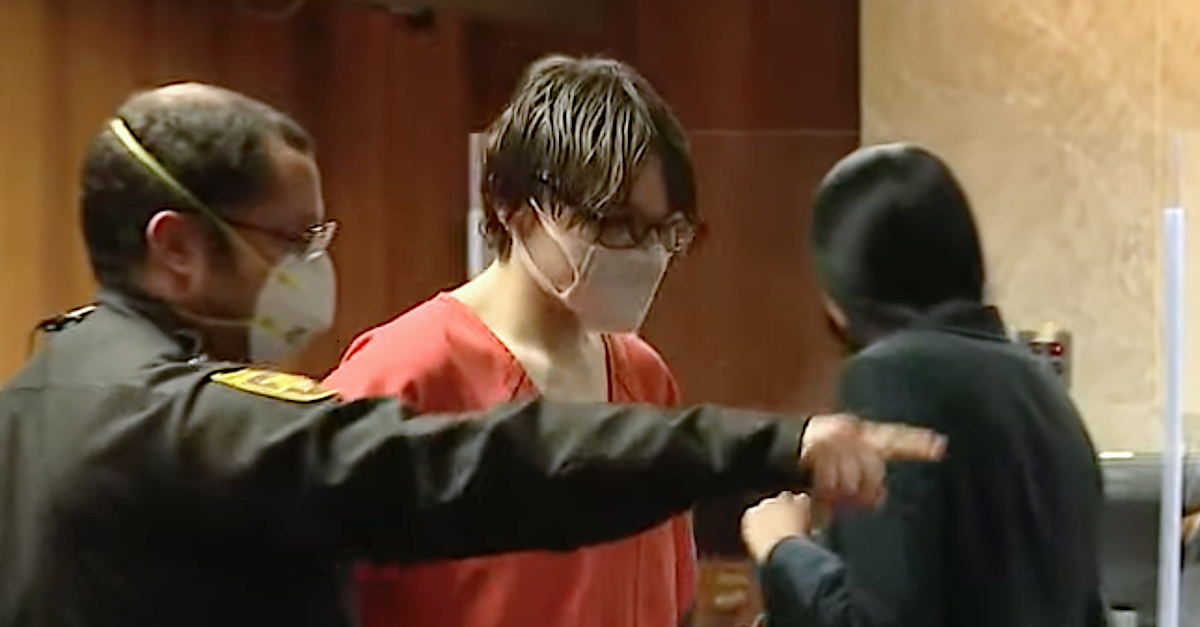 Ethan Crumbley appears in court on Feb. 22, 2022. (Image via WJBK/YouTube screengrab.)