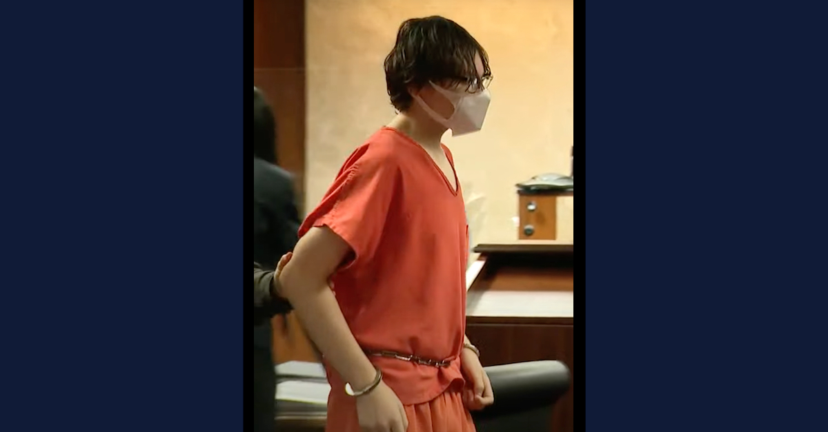 Ethan Crumbley appears in court on Feb. 22, 2022. (Image via WJBK/YouTube screengrab.)