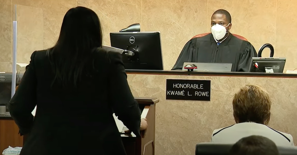 Prosecutor Markeisha Washington addresses Judge Kwame L. Rowe on Tuesdsay, Feb. 22, 2022. (Image via WJBK/YouTube screengrab.)