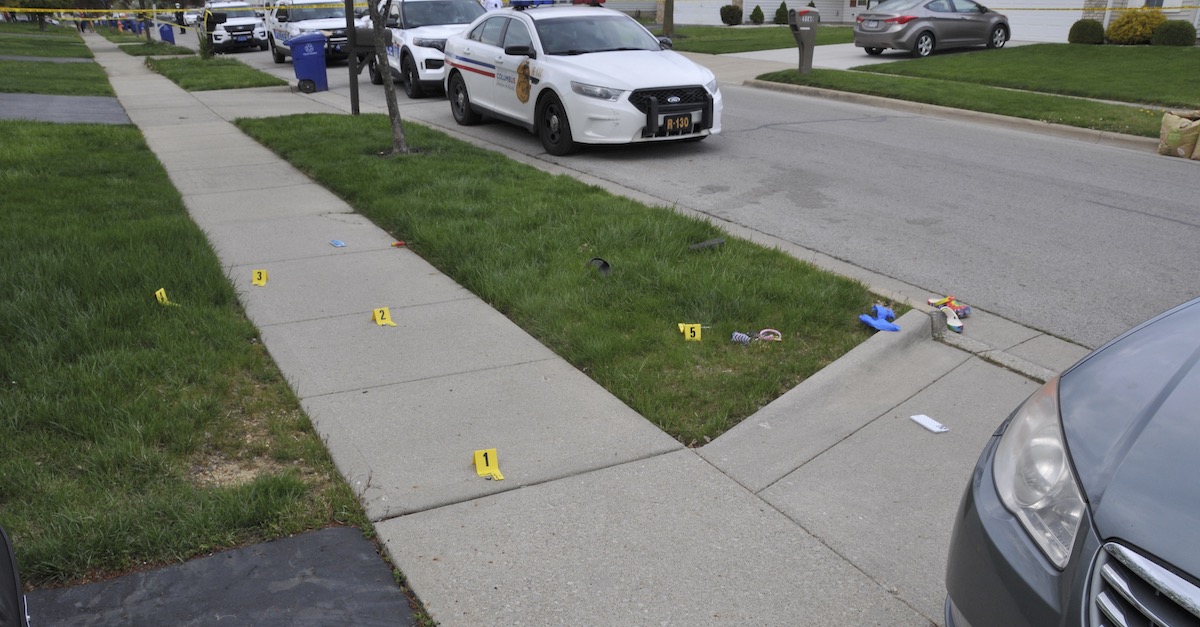 A BCI photo shows an overview of the Ma'Khia Bryant shooting scene.