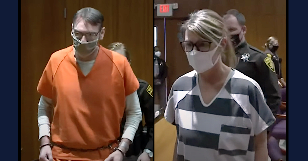 James Crumbley and Jennifer Crumbley appeared together in court on March 22, 2022. (Image via WZZM/YouTube screeengrab.)