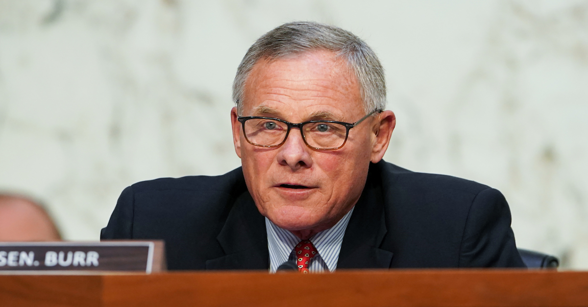 Senator Richard Burr (R-NC) delivers opening remarks during a Senate Health, Education, Work and Pensions Committee hearing to discuss reopening schools in the meantime. Covid-19 at Capitol Hill on September 30, 2021 in Washington, DC.