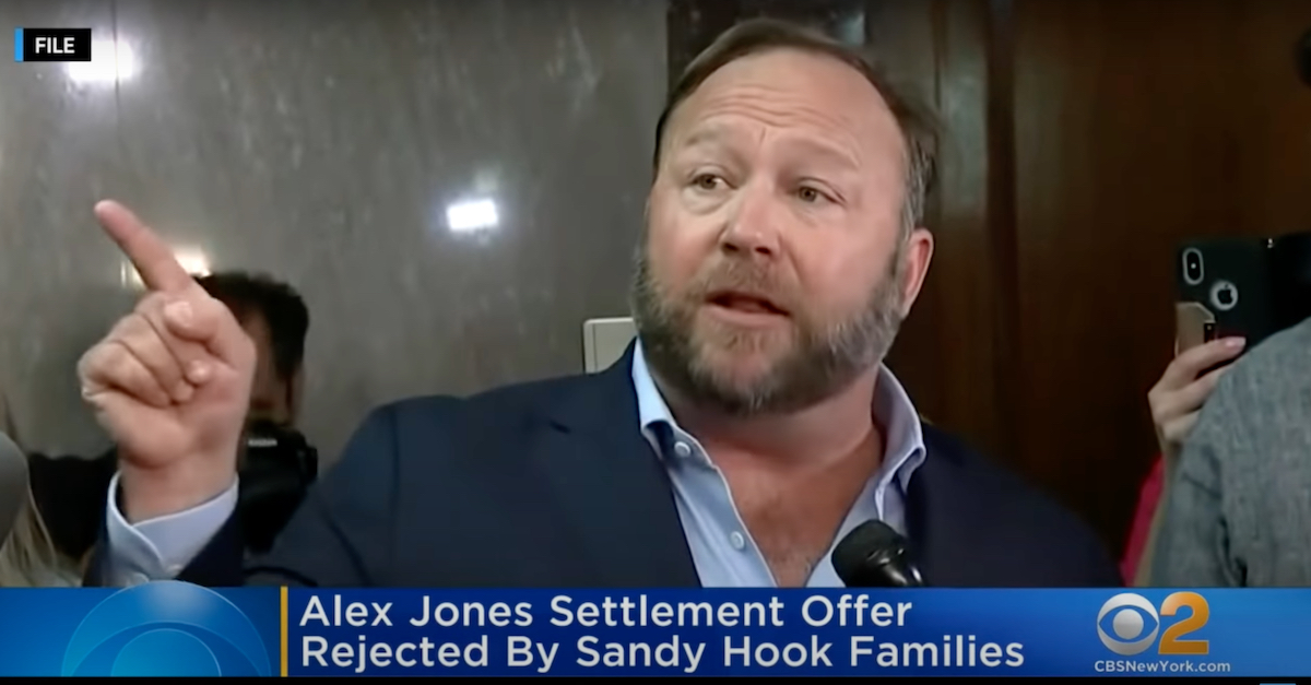 Alex Jones appears in a television screengrab.