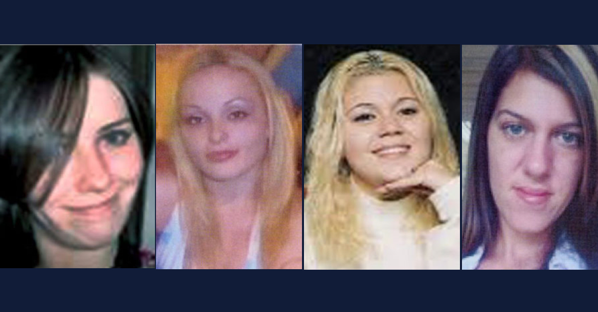 (L-R): Maureen Brainard-Barnes, Melissa Barthelemy, Megan Waterman, Amber Lynn Costello, the women known as the "Gilgo Four" whose bodies were found on a remote Long Island beach in December 2021. They were last seen on dates between 2007 and 2010 and are believed to be the same victims of a serial killer.
