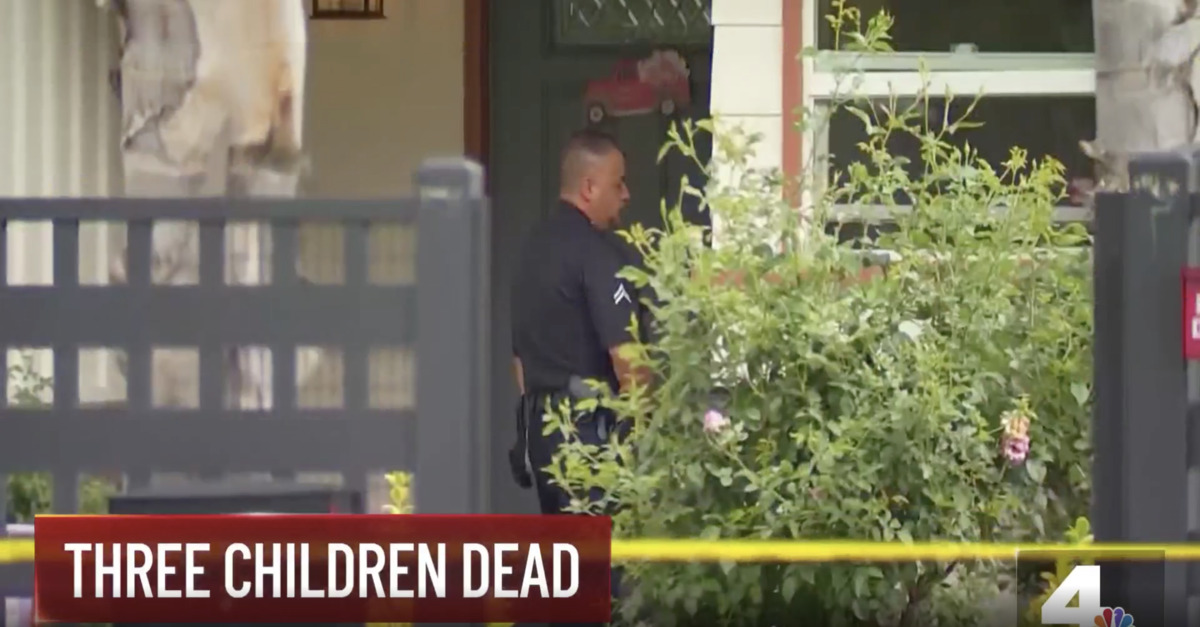 The scene of a triple child murder in Los Angeles