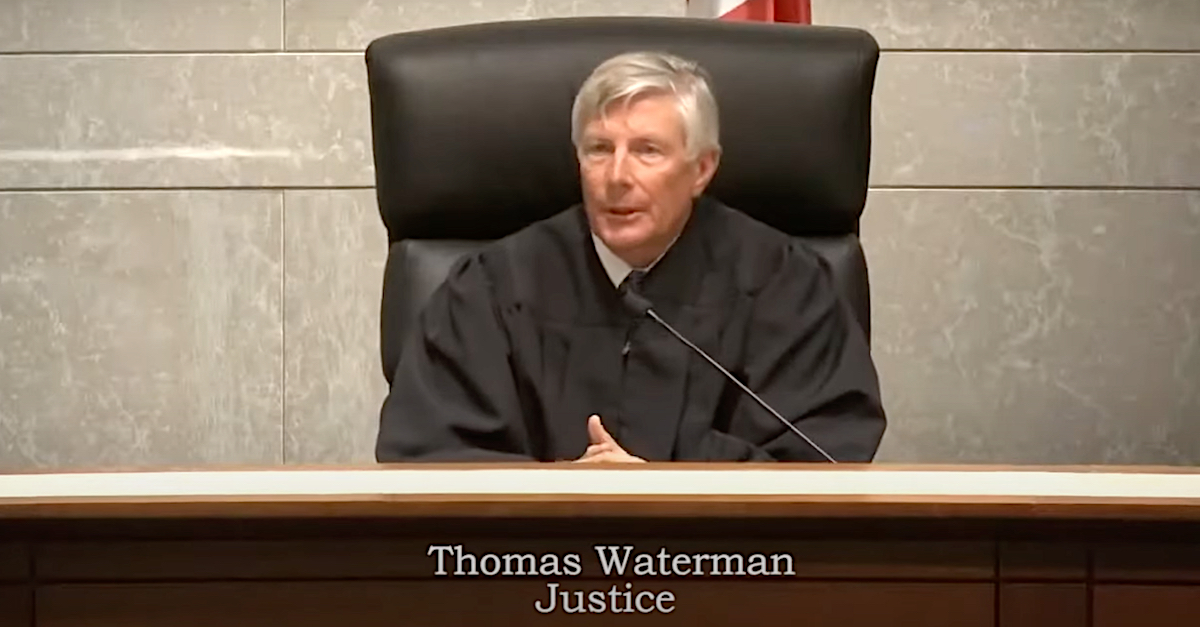 A photo shows Iowa Supreme Court Justice Thomas Waterman.