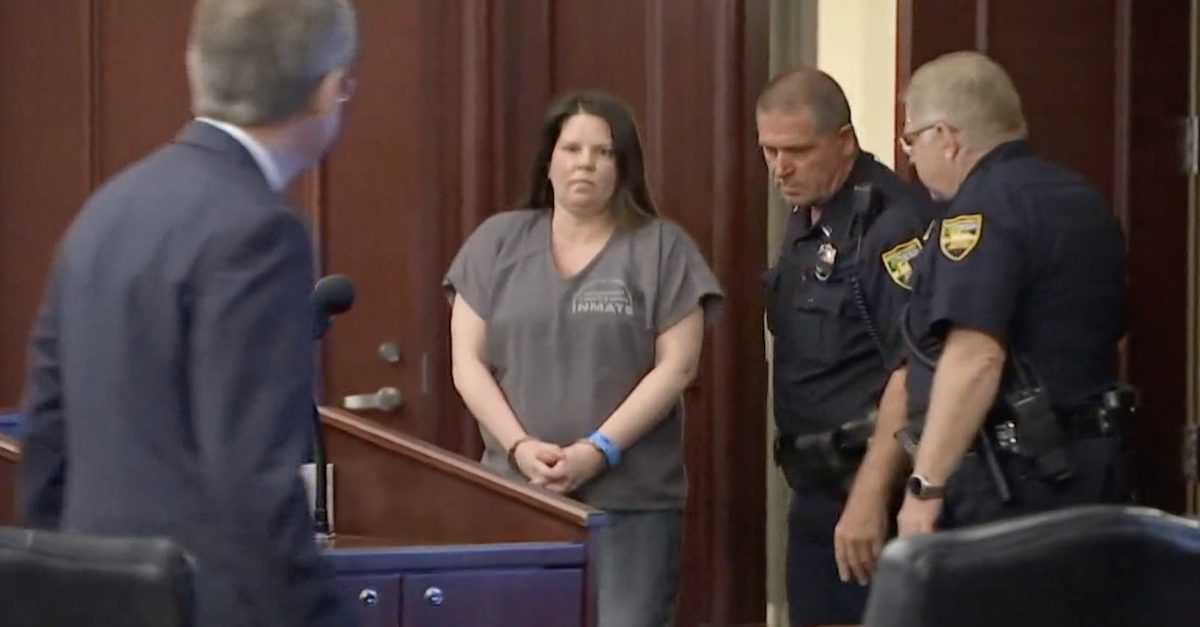 Amy Lewis Oliver appearing in court for her sentencing hearing on Friday.