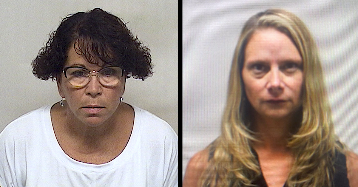 Police booking photos show Chrystal Collins and Rebecca Holleran.