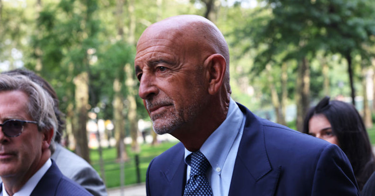NEW YORK, NEW YORK - JULY 26: Thomas Barrack, a close adviser to former President Donald Trump and chair of his inaugural committee, arrives for a court appearance at the U.S. District Court of Eastern District of New York on July 26, 2021 in Downtown Brooklyn in New York City. Barrack was charged last week along with Matthew Grimes and Rashid Sultan Rashid Al Malik Alshahhi for alleged work between April 2016 and April 2018 acting as agents of the United Arab Emirates. The indictment also claims that Barrack attempted to influence foreign policy positions for then presidential candidate Donald Trump and the incoming Trump administration. (Photo by Michael M. Santiago/Getty Images)