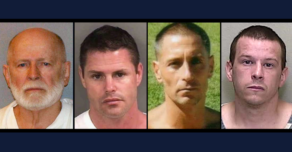 A photo array shows Whitey Bulger, Fotios Geas, Paul DeCologero, and Sean McKinnon.