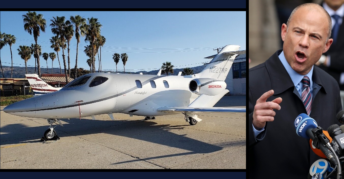 Two shots show Michael Avenatti and his private jet.