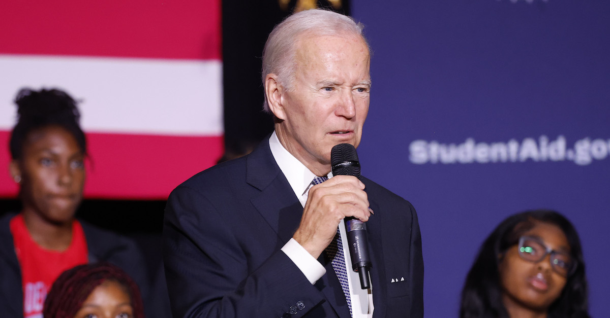 A photo shows Joe Biden speaking.