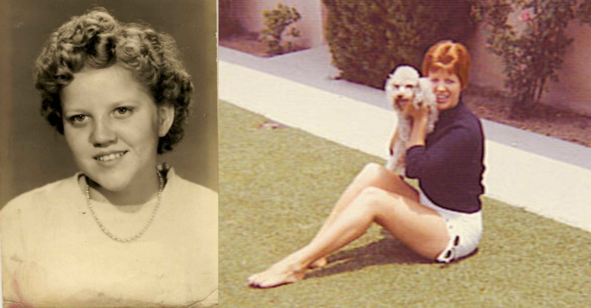 Pictures of Ruth Marie Terry. Picture on the left from her teenage years. Picture on the right from the 1960s.