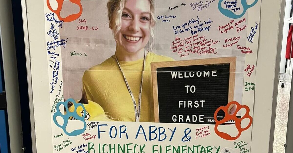 A message from a local high school for a teacher who was shot by one of her students
