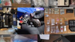 A photo shows money, drugs and guns seized in Operation Red Rider in San Diego.