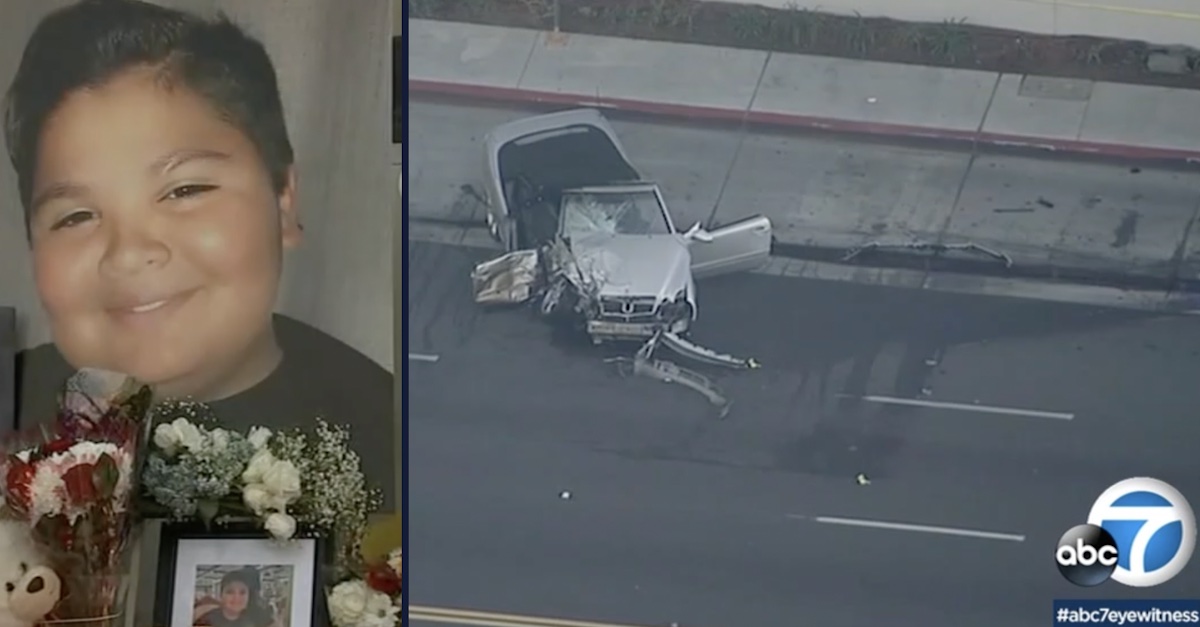 Isaiah Rodriguez pictured next to the scene of the deadly crash.