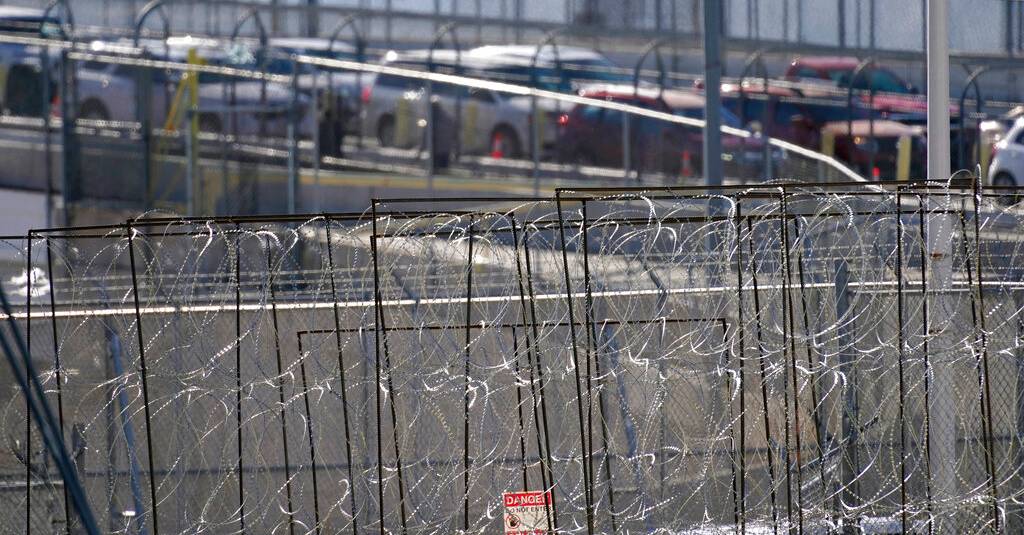 Traffic is seen at El Paso port of entry, Bridge of the Americas, a busy port of entry along the U.S.-Mexico border, in El Paso Texas, Sunday, Jan. 8, 2023. (AP Photo/Andrew Harnik)