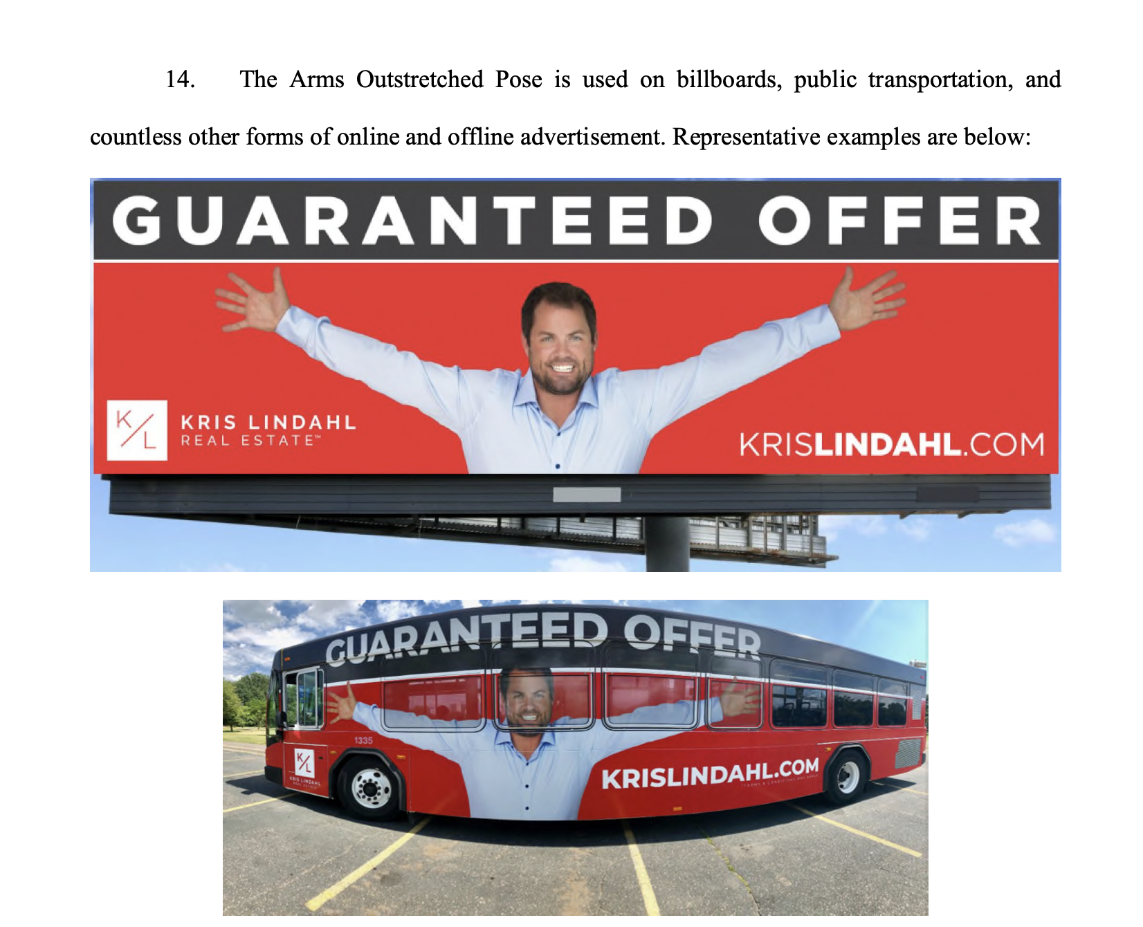 A court exhibit shows example of Kris Lindahl ad campaign 