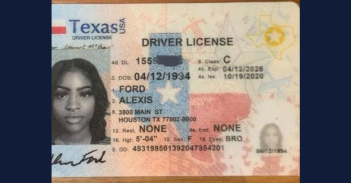 A woman used this fake ID in attempt to sell a rental car, officers said. (Image: Humble Police Department)