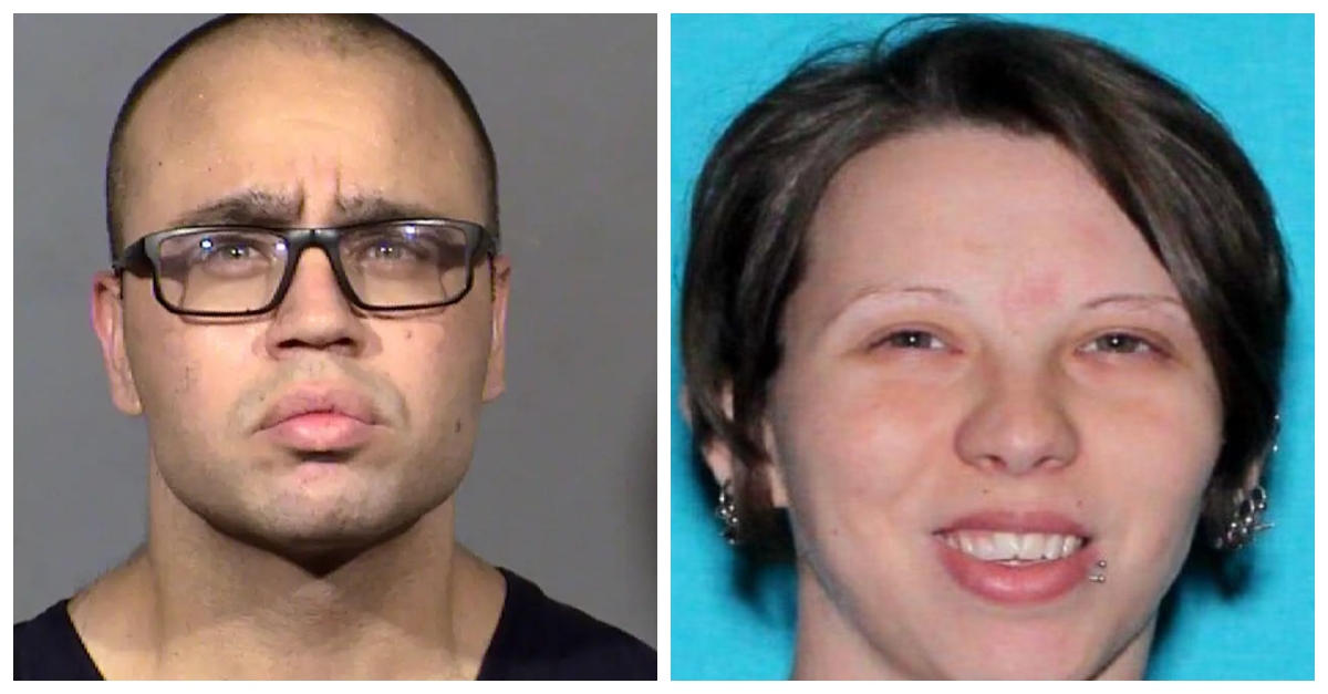 Philip O'Reilly, left, and his girlfriend, Cheryl Beardall, right. (Mugshot of O'Reilly from Las Vegas Metropolitan Police Department via Las Vegas Review-Journal; Beardall photo from Henderson Police Department)