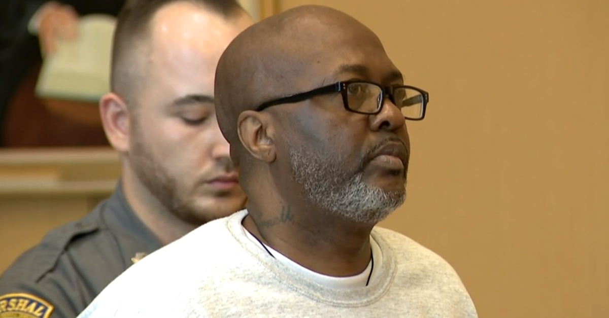 Robert Simmons in court on May 23, 2023, for his sentencing hearing. Jurors convicted him of murder for beating Isabella Mehner, 85, to death. (Screenshot: News12)