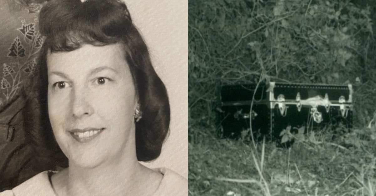 Sylvia June Atherton and the trunk in which her body was discovered more than 50 years ago (St. Petersburg Police Dept.)