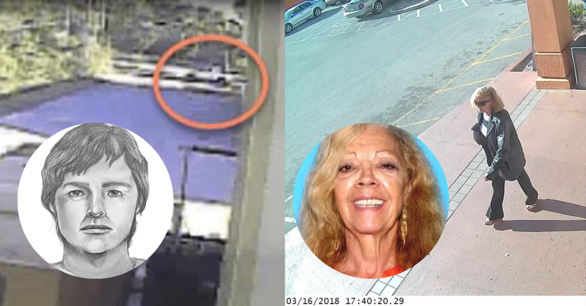 Police are looking a man, pictured in a sketch on the left, who drove a white truck and allegedly tried to lure a woman inside. Authorities said that another woman, Assunta "Susy" Tomassi, pictured right, later disappeared under similar circumstances. (Images: Indian River County Sheriff's Office)